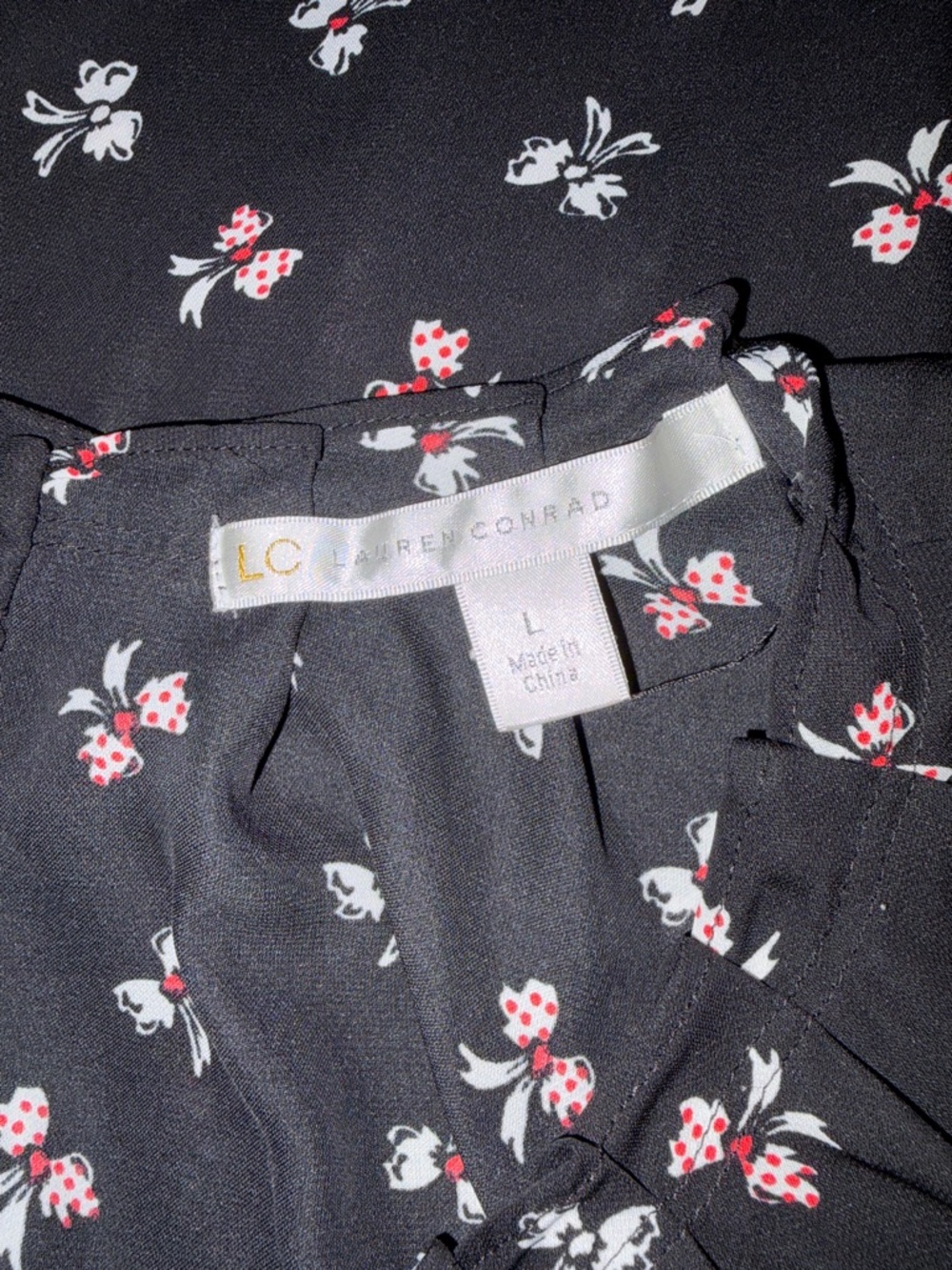 LC Lauren Conrad Bow Tie-Back Cap-Sleeve Blouse L - Picture 4 of 6